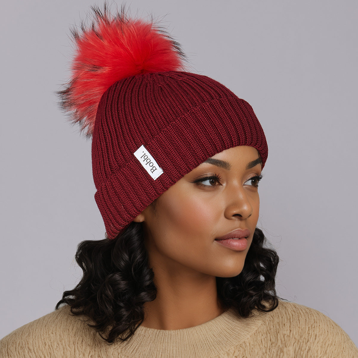 Light Grey Bobbl Merino Wool Hat Beanie Made in England