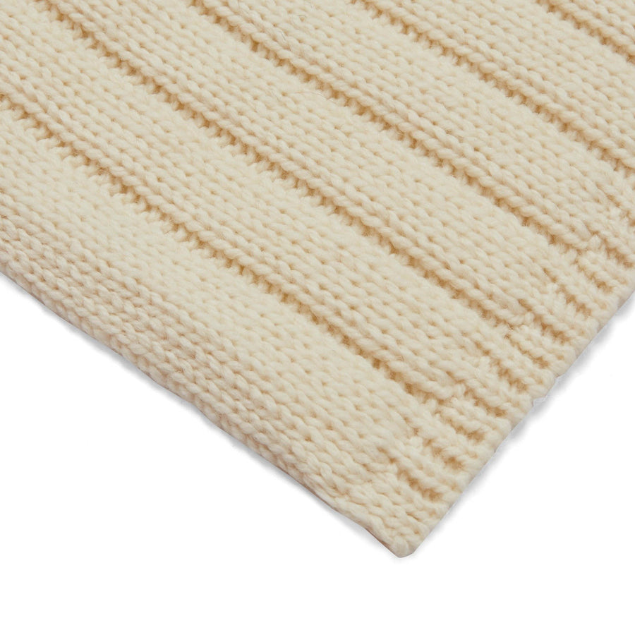 100% Merino Wool Chunky Knit Wide Rib Scarf - Cream