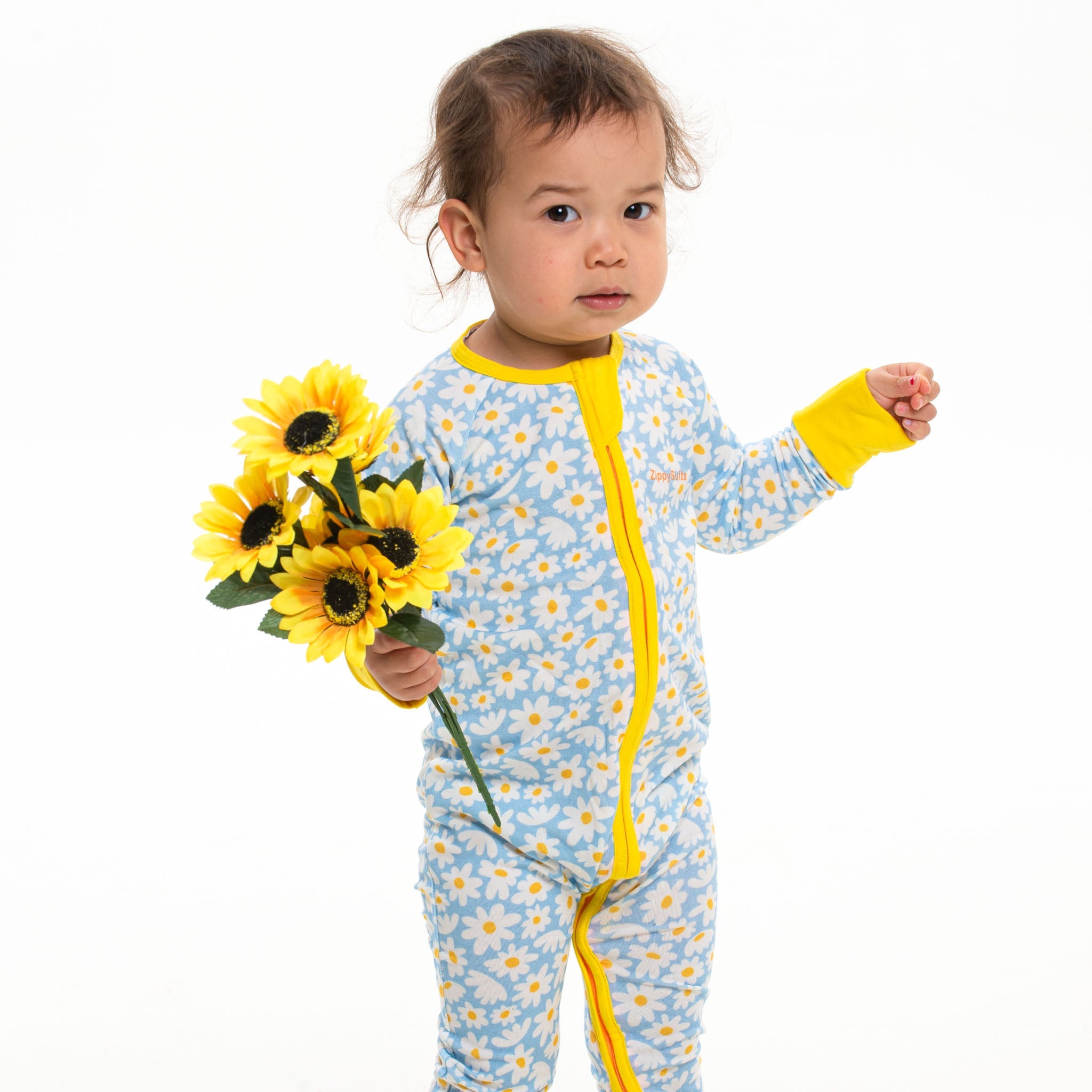 ZippySuit - Easy Change Organic Baby Sleep Suit - Daisy