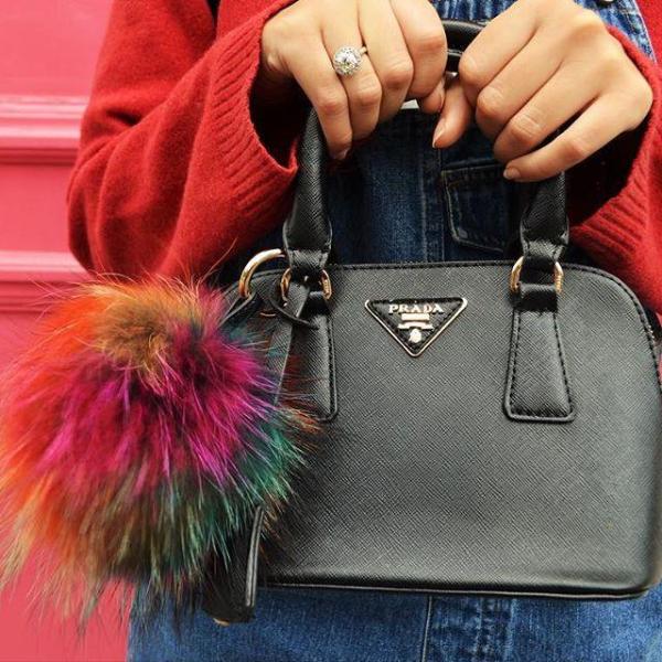 Multicoloured Fur Fluffy Keyring bag Charm