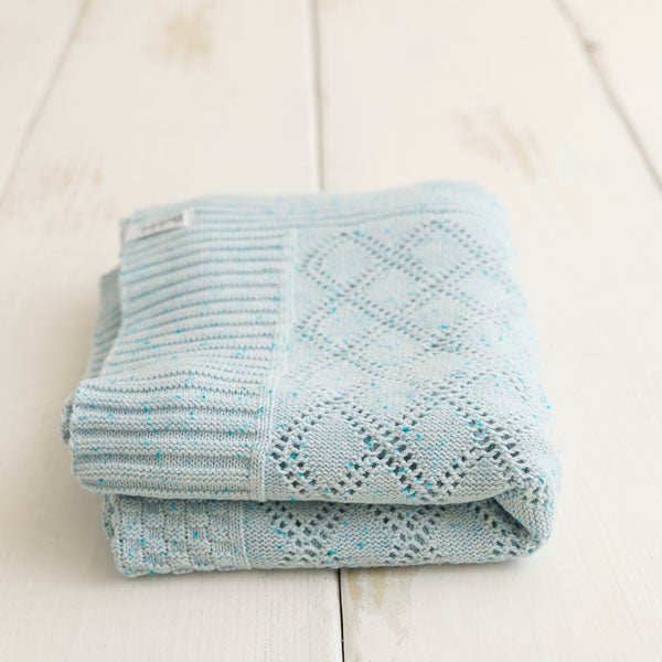 Baby Knitted Blanket - Patchwork Pointelle Pink