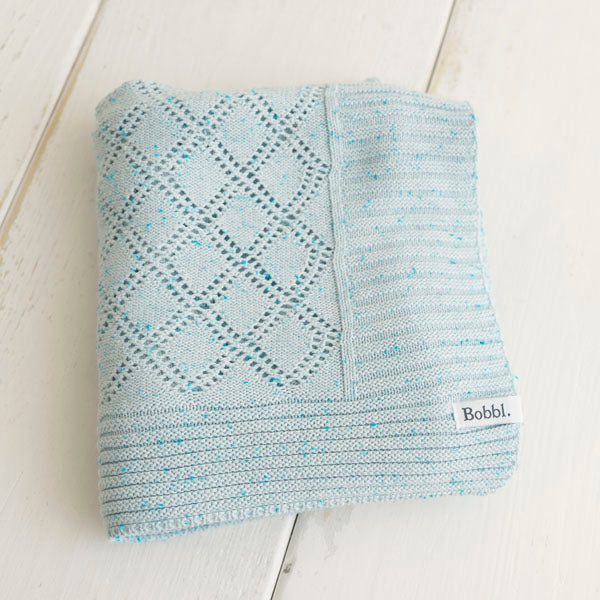 Baby Knitted Blanket - Patchwork Pointelle Pink