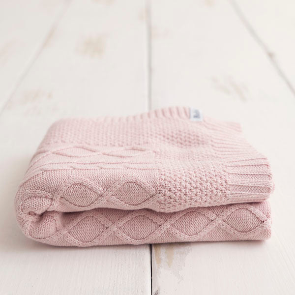 Cotton Baby Knitted Blanket - Love Hearts