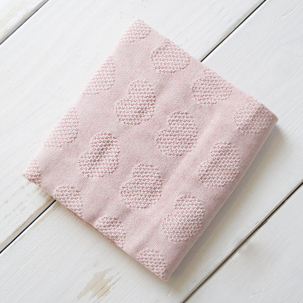Cotton Baby Knitted Blanket - Love Hearts