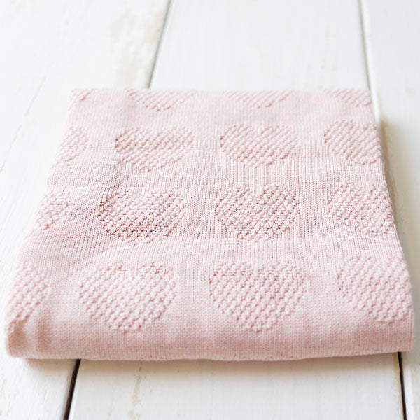 Cotton Baby Knitted Blanket - Love Hearts