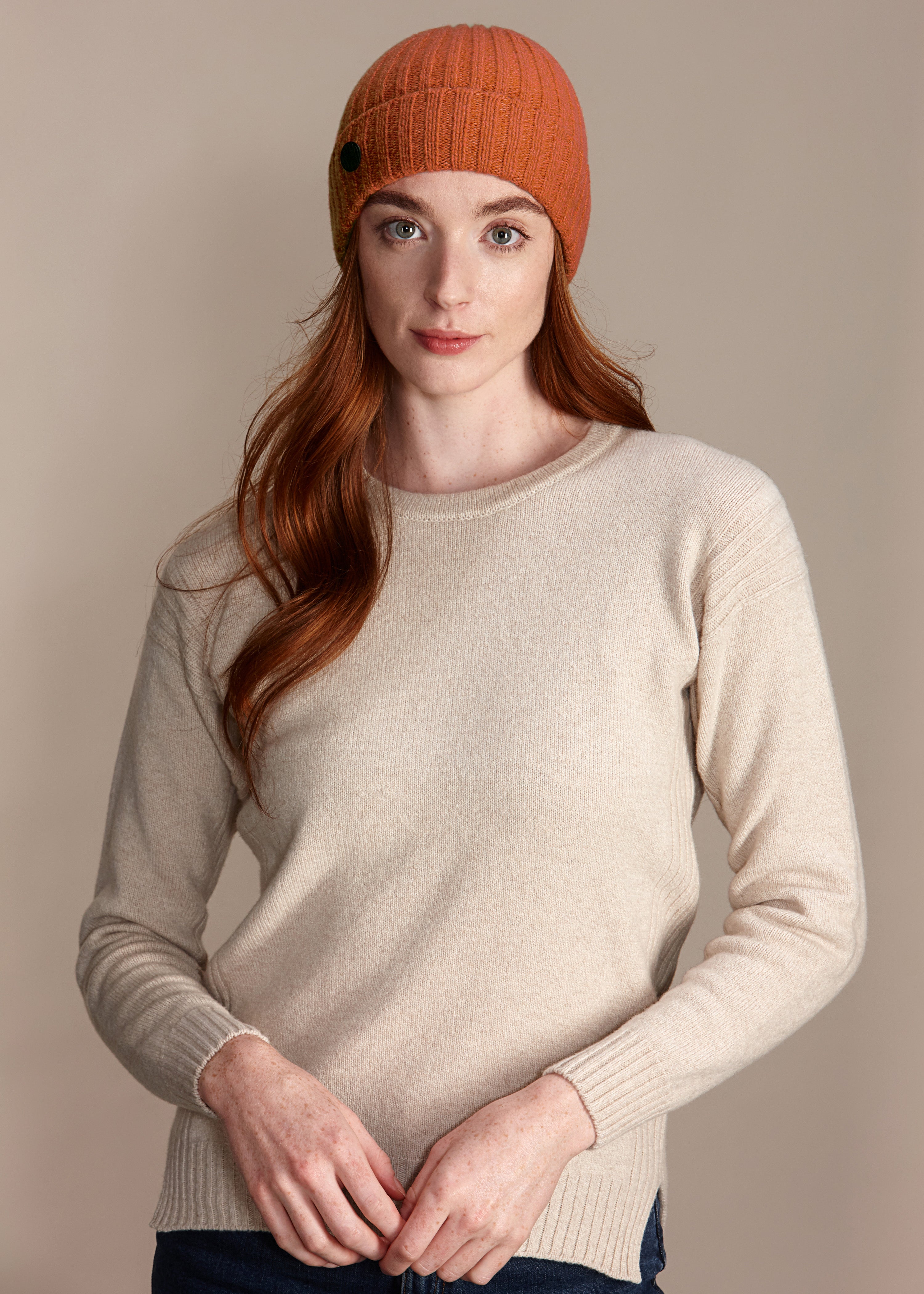 SAFFRON Women's Heavyweight Recycled Cashmere and Merino Beanie Hat Jet