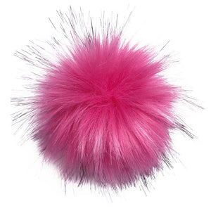 Big Faux Fox Fur Bobbl - Hot Pink