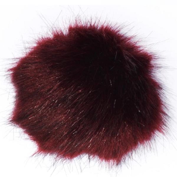Mini Faux Fur Bobbl - Maroon -  Pom Pom