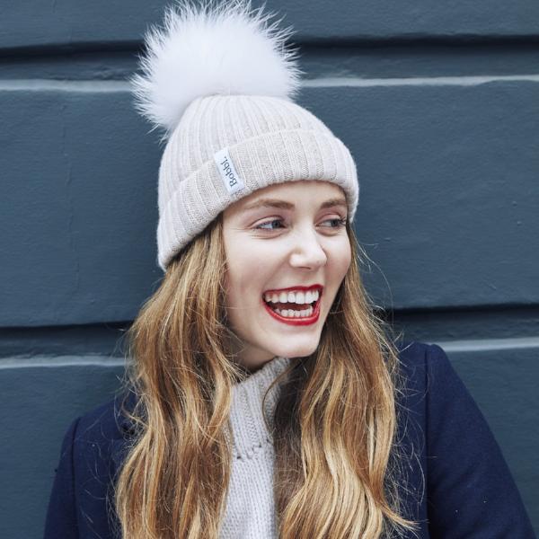 Bobbl Knit Hat With Pom Pom Navy/Turquoise
