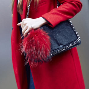 Cherry Red Fur Fluffy Keyring bag Charm