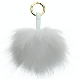 White Fur Fluffy Keyring bag Charm
